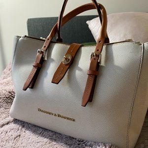 Dooney & Burke - White Pebble Leather Satchel - Rainbow Interior